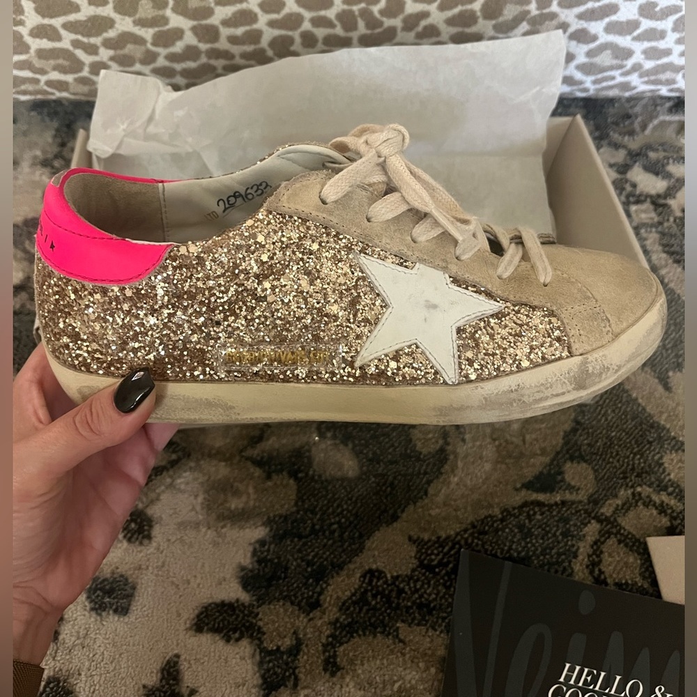 Gold sparkling golden goose shoes